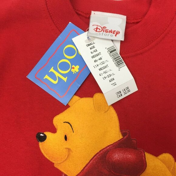 Disney Youth Winnie The Pooh Red Crewneck Pullover Sweatshirt Size Small 6X - Picture 3 of 8